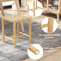 Costway Dining Stool Set Of 2/4 18'' Backless With Rubber Wood Frame Woven Paper Seat Kitchen 15 Costway Dining Stool Set Of 2/4 18'' Backless With Rubber Wood Frame Woven Paper Seat Kitchen -Chic Furniture Store GUEST 019c8892 f93e 46de aac7 2c4d939a525e