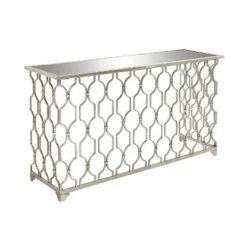 Contemporary Metal Pattern Console Table Silver - Olivia & May -Chic Furniture Store GUEST 02178512 6993 4ab7 aa69 a046dfc77a19
