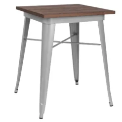 Flash Furniture 23.5" Square Metal Indoor Table With Rustic Wood Top -Chic Furniture Store GUEST 035b65b3 30ec 4d0b b8ae ab21d027168b