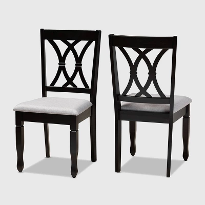2pc Reneau Upholstered Wood Dining Chair Set - Baxton Studio 8 2pc Reneau Upholstered Wood Dining Chair Set - Baxton Studio - Image 8