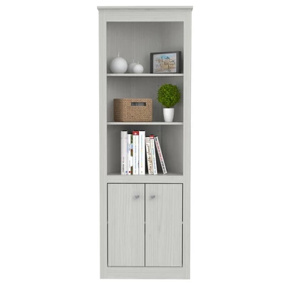 70.02" 2 Doors Corner Bookshelf Washed Oak - Inval 3 70.02" 2 Doors Corner Bookshelf Washed Oak - Inval - Image 3