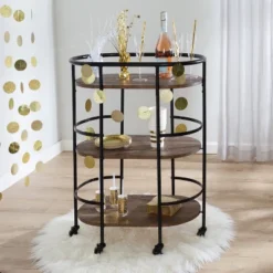 Honey-Can-Do 3 Tier Oval Bar Cart Walnut -Chic Furniture Store GUEST 04650eb1 ab13 4700 82ae e30339940514