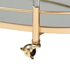 Nakano Metal And Glass 2 Tier Wine Cart Gold/Mirror - Baxton Studio -Chic Furniture Store GUEST 051ab4d4 cb23 48c1 90f1 fbeca90e0bd7