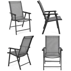 Costway Set Of 4 Outdoor Patio Folding Chairs Camping Deck Garden Pool Beach W/Armrest -Chic Furniture Store GUEST 06035b06 c884 4432 b61a 07e657cac127
