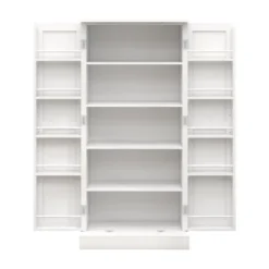 Kumasinova 50" LED Kitchen Storage Cabinets With 2 Doors,Pantry Cabinet With Adjustable Shelves,Freestanding Storage Cabinet For Kitchen,Dining,White