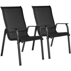 Yaheetech Set Of 2 Outdoor Texteline Stackable Dining Chairs With Backrest/ Armrests For Garden, Lawn, Porch, Backyard Pool -Chic Furniture Store GUEST 07469a90 35d3 41c0 9871 5f6ed8c4482f