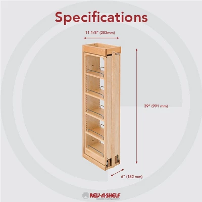Rev-A-Shelf 432-WF39-6C 6 X 39 Inch Wooden Adjustable Pull-Out Between Cabinet Wall Filler Kitchen Storage Organizer Unit 2 Rev-A-Shelf 432-WF39-6C 6 X 39 Inch Wooden Adjustable Pull-Out Between Cabinet Wall Filler Kitchen Storage Organizer Unit - Image 2