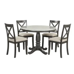 5-Piece Dining Set With Solid Wood Table And 4 Chairs, Gray - ModernLuxe -Chic Furniture Store GUEST 08dc5190 5df6 4f97 ba5e f974115655b4