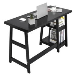 Tangkula Trestle Computer Desk Indoor Office Workstation For Home Office With 2-Tier Storage Shelves -Chic Furniture Store GUEST 08fdd5b9 f64b 4085 868b 4e5221fa22c6
