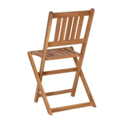 Merrick Lane Three Piece Solid Acacia Wood Folding Patio Bistro Set With Lightweight Round Table And Two Chairs, Natural -Chic Furniture Store GUEST 09eb27b5 ab78 4bdb 91d6 5ef586563f3c