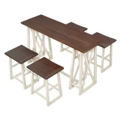 Rustic Wood Counter Height 5-Piece Dining Set With 4 Stools - ModernLuxe
