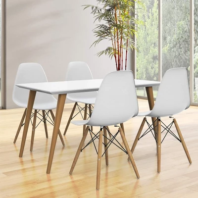 COSTWAY Set Of 4 Mid Century Modern Style Dining Side Chair Wood Leg 2 COSTWAY Set Of 4 Mid Century Modern Style Dining Side Chair Wood Leg - Image 2