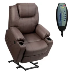Costway Electric Recliner Chair Massage Sofa Leather W/ USB Charge Port BrownBlack -Chic Furniture Store GUEST 0af3e7bd 20aa 4253 a9f2 764a73312613