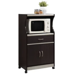Microwave Kitchen Cart In Chocolate Gray - Hodedah -Chic Furniture Store GUEST 0bcf18aa e41e 4cc2 9e75 791dd8fedeb4