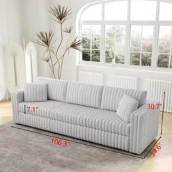 NicBex Couches For Living Room 44.9" Single Sofa Minimalist Corduroy Upholstered Sofa Couch With Pull Out Storage And 1 Piilow For Bedroom -Chic Furniture Store GUEST 0cba8260 6c25 4977 989d ebdab2773faf