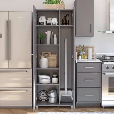 Cabell Tall Asymmetrical Cabinet Graphite Gray - Room & Joy 3 Cabell Tall Asymmetrical Cabinet Graphite Gray - Room & Joy - Image 3