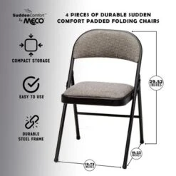 MECO 4-Pack Of Sudden Comfort Deluxe Fabric Padded Folding Dinning Chairs With 16 X 16 Inch Seat And Non Marring Leg Caps -Chic Furniture Store GUEST 0f593552 d558 46ad ab89 f89d20861bf7