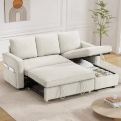 Vipbear 81" Sleeper Sofa Bed, 2 In 1 Pull Out Couch With Reversible Storage Chaise -Chic Furniture Store GUEST 0fb9ddb4 e090 43bd bb62 ff8c1e006163