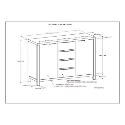54" Fabian Sideboard Buffet - WyndenHall 11 54" Fabian Sideboard Buffet - WyndenHall - Image 11