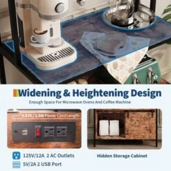 63" Industrial Microwave Stand 5-Tier Kitchen Bakers Rack With Cabinets & Charging Station, Utility Shelves Storage Shelf For Dining Room -Chic Furniture Store GUEST 110300c6 a779 4241 bf22 821e6522cf4e