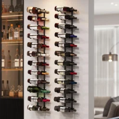 Itopfox 24 Bottle Wall Mounted Wine Rack, Adjustable Height For Wine, Liquor, Champagne, Matte Black Metal Rack For Kitchen, Bar, Wine Cellar -Chic Furniture Store GUEST 13b2d7ad a6d8 481e b922 22d05b9b0dd3