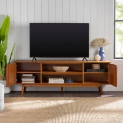 Solid Wood Mid-Century Modern TV Stand For TVs Up To 80" - Saracina Home -Chic Furniture Store GUEST 13d172c2 7522 436c b47e 043357d4492b
