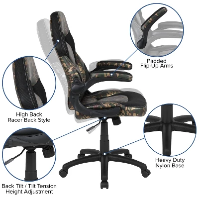 Flash Furniture Gaming Desk And Racing Chair Set With Cup Holder, Headphone Hook And Removable Mouse Pad Top - 2 Wire Management Holes 4 Flash Furniture Gaming Desk And Racing Chair Set With Cup Holder, Headphone Hook And Removable Mouse Pad Top - 2 Wire Management Holes - Image 4