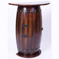 Vintiquewise Rustic Lockable Barrel Shaped Wine Bar Cabinet Wooden End Table -Chic Furniture Store GUEST 170bed13 2c55 449d a372 e67539ec8846