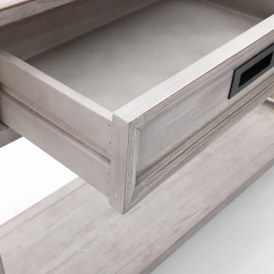 LuxenHome Gray Wood 2-Drawer 1-Shelf Console And Entryway Table 5 LuxenHome Gray Wood 2-Drawer 1-Shelf Console And Entryway Table - Image 5