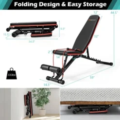 Costway Foldable Weight Bench Multifunctional Dumbbell Gym Bench W/Elastic Ropes 16 Costway Foldable Weight Bench Multifunctional Dumbbell Gym Bench W/Elastic Ropes -Chic Furniture Store GUEST 1a0e71ea 7122 4c90 9615 dc4e64a61060