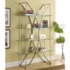 72.5" Contemporary 4 Shelf Bookcase With Glass Shelves Chrome - Coaster