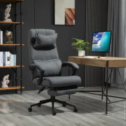 Vinsetto Executive Office Chair High Back Computer Desk Chair With Headrest, Lumbar Support, Padded Armrest And Retractable Footrest, Gray