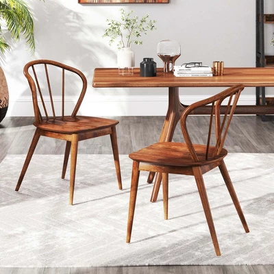 Costway Wooden Dining Chair Set Of 2/4 With High Spindle Back Rubber Wood Legs Wide Seat 1 Costway Wooden Dining Chair Set Of 2/4 With High Spindle Back Rubber Wood Legs Wide Seat