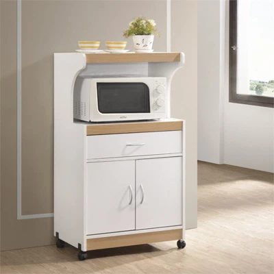 Microwave Kitchen Cart In White - Hodedah 1 Microwave Kitchen Cart In White - Hodedah
