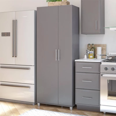 Cabell Tall Asymmetrical Cabinet Graphite Gray - Room & Joy 2 Cabell Tall Asymmetrical Cabinet Graphite Gray - Room & Joy - Image 2