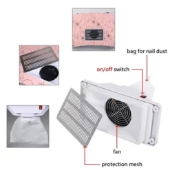 LEIBOU Professional 35 Inch Vented And Foldable Manicure Table With Dust Collector, Fan, And Polish Carrying Bag, Pink Flower -Chic Furniture Store GUEST 1e15eb79 771f 43e2 a20c 492ee066c489