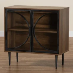 Carter Wood And Metal 2 Door Sideboard Dining Cabinet Walnut Brown/Black - Baxton Studio -Chic Furniture Store GUEST 1ed5ebf3 66d2 44cb b773 1f710e491e5f