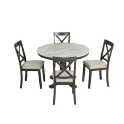 5-Piece Dining Set With Solid Wood Table And 4 Chairs, Gray - ModernLuxe -Chic Furniture Store GUEST 200a8661 24c6 4b3b a1da de6e4bb20848