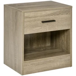 HOMCOM Modern Nightstand, Accent End Table With Drawer And Storage Shelf, Sofa Side Table For Living Room Or Bedroom -Chic Furniture Store GUEST 214bef34 115d 4144 8c08 ea23eb8fbec4