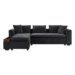 L-Shaped Sectional Sofa Chenille Upholstered Sofa Couch With Wooden Storage Compartment, Black/Brown/Gray/Green-ModernLuxe -Chic Furniture Store GUEST 2280f9c1 fcad 409c 92bf bf6ff90d07f3