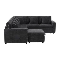 Whisen Chenille Sectional Pull-Out Sofa Bed With Flip-Up Table, Adjustable Reading Lamp, Charging Ports, Movable Storage Ottoman -Chic Furniture Store GUEST 23996486 59dc 4f11 ac7a f732a82d20d2