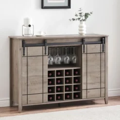 Wine Bar Cabinet,47" Farmhouse Coffee Bar Cabinet With Sliding Barn Door, Buffet Sideboard Cabinet With 16 Bottle Wine Rack 18 Wine Bar Cabinet,47" Farmhouse Coffee Bar Cabinet With Sliding Barn Door, Buffet Sideboard Cabinet With 16 Bottle Wine Rack -Chic Furniture Store GUEST 23e53526 50e3 46f9 809b f3f5d7580ff4