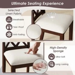 Costway Set Of 2/4 Dining Chairs Wood Kitchen Side Chair With Inclined Backrest Cherry Brown -Chic Furniture Store GUEST 249e716f e0a4 4e1f b29b 0fc06076496a