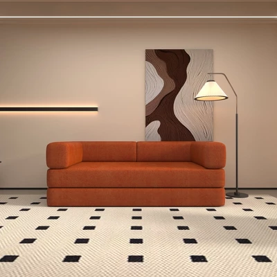 CAVINAS Convertible Sleeper Sofa Bed With Cylindrical Pillow,Corduroy Folding Mattress Couch With Fixed-Shape Frame,Floor Sofa For Living Room 1 CAVINAS Convertible Sleeper Sofa Bed With Cylindrical Pillow,Corduroy Folding Mattress Couch With Fixed-Shape Frame,Floor Sofa For Living Room