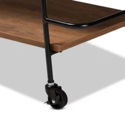Small Bernard Rustic Industrial Metal And Wood 3 Tier Mobile Wine Bar Cart Black/Walnut - Baxton Studio 16 Small Bernard Rustic Industrial Metal And Wood 3 Tier Mobile Wine Bar Cart Black/Walnut - Baxton Studio -Chic Furniture Store GUEST 255e5a85 770c 457a b152 50b1f2961245