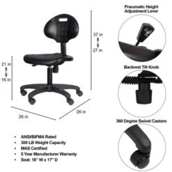 16"-21" Adjustable Height Polyurethane Task Office Chair Black- Hampden Furnishings 21 16"-21" Adjustable Height Polyurethane Task Office Chair Black- Hampden Furnishings -Chic Furniture Store GUEST 257deeaf e428 4837 8008 83c7df2e055a