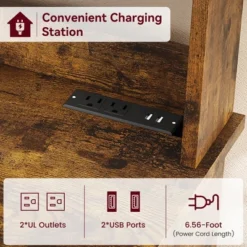 Microwave Stand Bakers Rack Cabinet, Farmhouse Wooden Storage Cabinet With Power Outlet With Thickened Counter -Chic Furniture Store GUEST 25c2fef9 c15d 44e2 b923 0a6836980c2e
