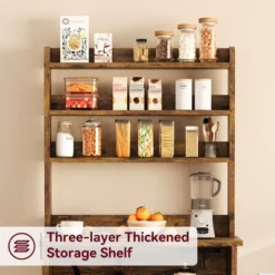 Microwave Stand Bakers Rack Cabinet, Farmhouse Wooden Storage Cabinet With Power Outlet With Thickened Counter -Chic Furniture Store GUEST 26275187 522e 42d2 b4ef 17332706a19d
