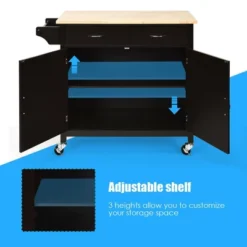 Costway Modern Rolling Kitchen Cart Island Wood Top Storage Trolley Cabinet Utility Brown 16 Costway Modern Rolling Kitchen Cart Island Wood Top Storage Trolley Cabinet Utility Brown -Chic Furniture Store GUEST 274ce92c 1587 4733 bb22 49ec3953f650