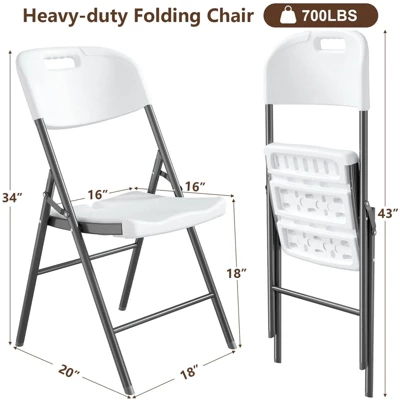 SKONYON 5-Piece Folding Card Table And Chairs Set, Portable Indoor/Outdoor Seating, White 4 SKONYON 5-Piece Folding Card Table And Chairs Set, Portable Indoor/Outdoor Seating, White - Image 4